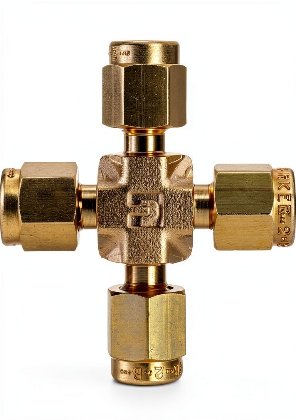 Parker A-Lok 8ECR8-B Brass Compression Tube Fitting, Cross, 1/2" Tube OD-1