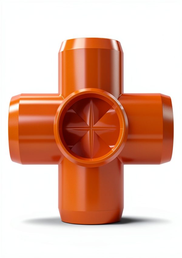 FORMUFIT 1-1/4" 5 Way Cross PVC Fitting Orange UV Resistant Pack of 4-7