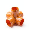 FORMUFIT 1-1/4" 5 Way Cross PVC Fitting Orange UV Resistant Pack of 4-1