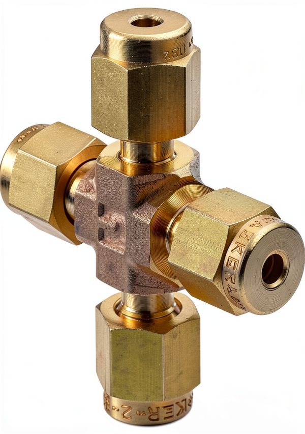 Parker A-Lok 8ECR8-B Brass Compression Tube Fitting, Cross, 1/2" Tube OD-0