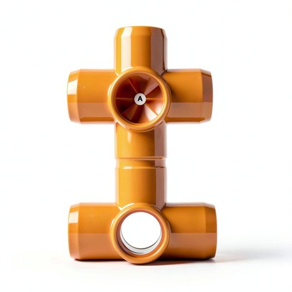 FORMUFIT 1-1/4" 5 Way Cross PVC Fitting Orange UV Resistant Pack of 4-2