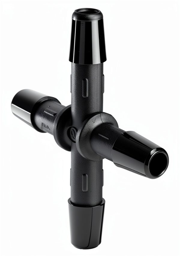 Eldon James X0-4BN Black Nylon Cross Connector Fitting, 1/4" Hose Barb (Pack of 10)-0
