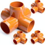 FORMUFIT 1-1/4" 5 Way Cross PVC Fitting Orange UV Resistant Pack of 4-0