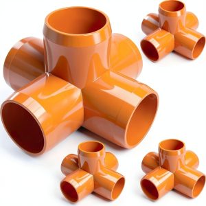FORMUFIT 1-1/4" 5 Way Cross PVC Fitting Orange UV Resistant Pack of 4-0