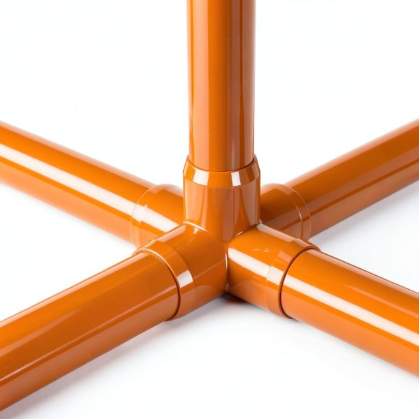 FORMUFIT 1-1/4" 5 Way Cross PVC Fitting Orange UV Resistant Pack of 4-8