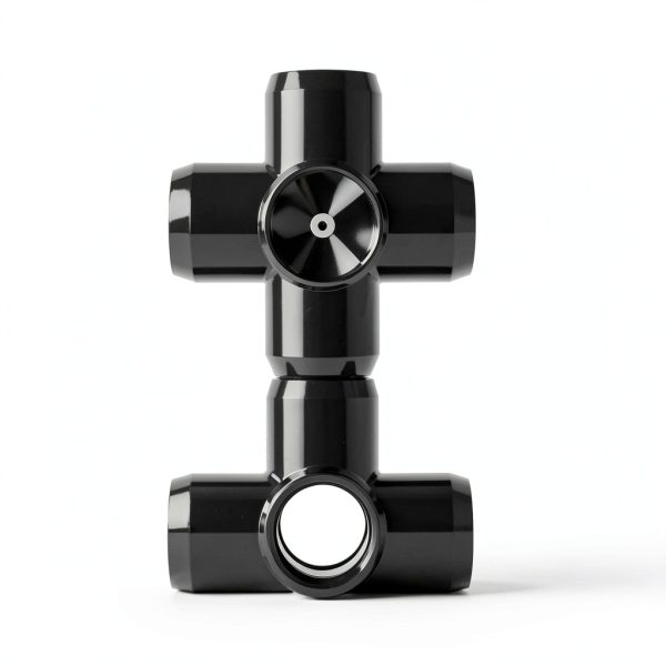 FORMUFIT 1-1/4" 5-Way Cross Furniture Grade PVC Fitting in Black, Made in USA, UV-Resistant, Impact-Proof, 1.66” Actual Socket Diameter (Pack of 4) - F1145WC-BK-4-2
