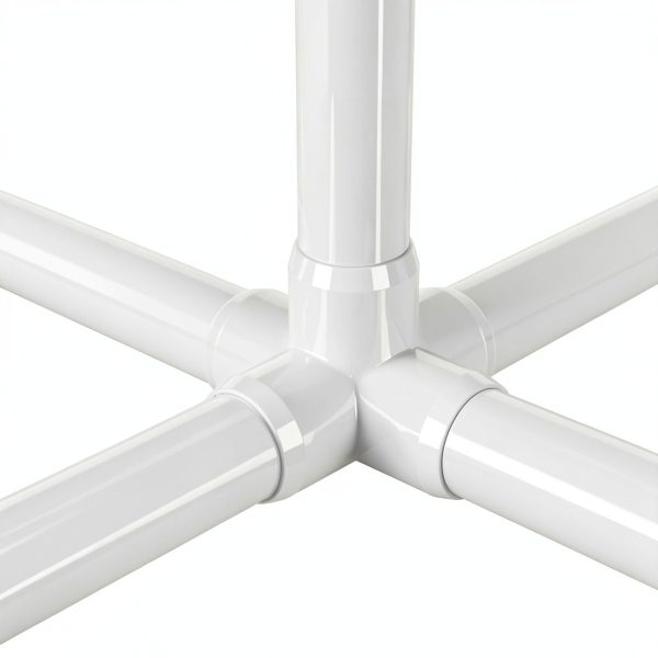 FORMUFIT 1-1/4" 5-Way Cross Furniture Grade PVC Fitting in White, Made in USA, UV-Resistant, Impact-Proof, 1.660" Actual Socket Diameter (4-Pack) - F1145WC-WH-4-8
