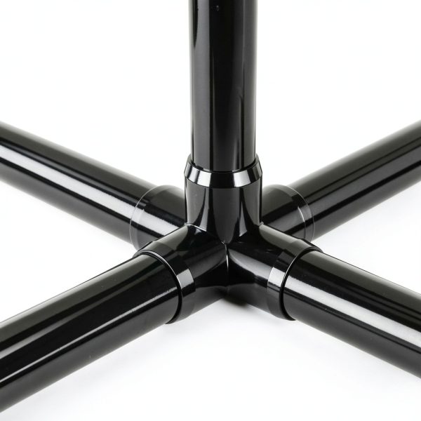 FORMUFIT 1-1/4" 5-Way Cross Furniture Grade PVC Fitting in Black, Made in USA, UV-Resistant, Impact-Proof, 1.66” Actual Socket Diameter (Pack of 4) - F1145WC-BK-4-8