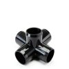 FORMUFIT 1-1/4" 5-Way Cross Furniture Grade PVC Fitting in Black, Made in USA, UV-Resistant, Impact-Proof, 1.66” Actual Socket Diameter (Pack of 4) - F1145WC-BK-4-1