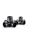 FORMUFIT 1-1/4" 5-Way Cross Furniture Grade PVC Fitting in Black, Made in USA, UV-Resistant, Impact-Proof, 1.66” Actual Socket Diameter (Pack of 4) - F1145WC-BK-4-3