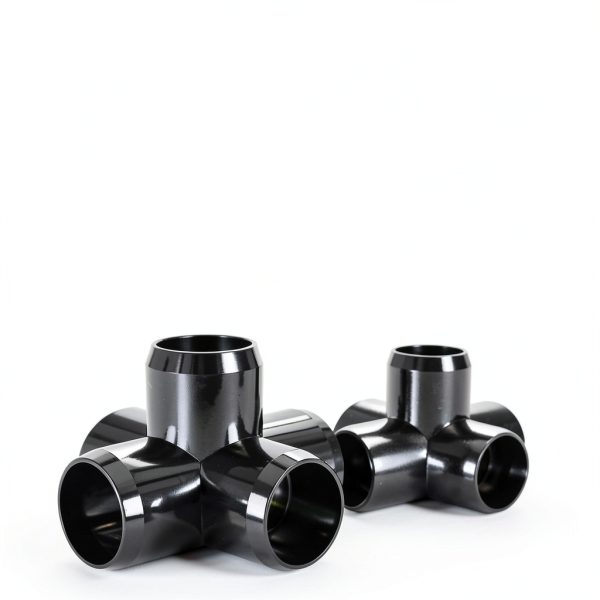 FORMUFIT 1-1/4" 5-Way Cross Furniture Grade PVC Fitting in Black, Made in USA, UV-Resistant, Impact-Proof, 1.66” Actual Socket Diameter (Pack of 4) - F1145WC-BK-4-3