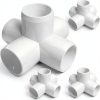 FORMUFIT 1-1/4" 5-Way Cross Furniture Grade PVC Fitting in White, Made in USA, UV-Resistant, Impact-Proof, 1.660" Actual Socket Diameter (4-Pack) - F1145WC-WH-4-0