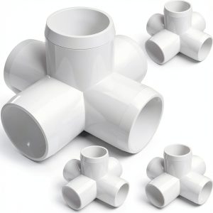 FORMUFIT 1-1/4" 5-Way Cross Furniture Grade PVC Fitting in White, Made in USA, UV-Resistant, Impact-Proof, 1.660" Actual Socket Diameter (4-Pack) - F1145WC-WH-4-0