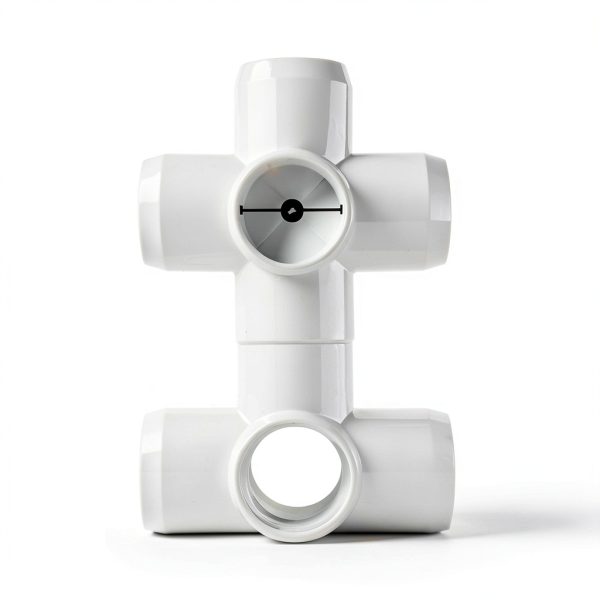 FORMUFIT 1-1/4" 5-Way Cross Furniture Grade PVC Fitting in White, Made in USA, UV-Resistant, Impact-Proof, 1.660" Actual Socket Diameter (4-Pack) - F1145WC-WH-4-2