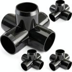 FORMUFIT 1-1/4" 5-Way Cross Furniture Grade PVC Fitting in Black, Made in USA, UV-Resistant, Impact-Proof, 1.66” Actual Socket Diameter (Pack of 4) - F1145WC-BK-4-0