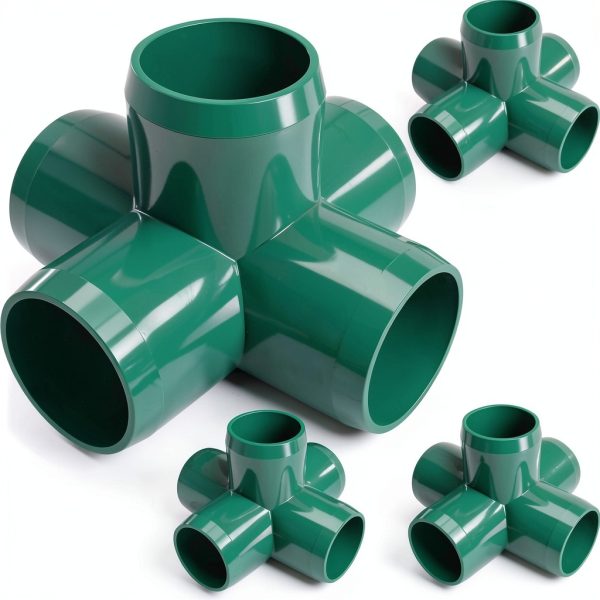 FORMUFIT 1-1/4" 5-Way Cross PVC Fitting - Green UV-Resistant (4 pcs)-0