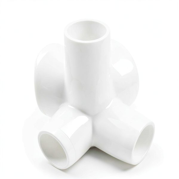 FORMUFIT 1-1/4" 5-Way Cross Furniture Grade PVC Fitting in White, Made in USA, UV-Resistant, Impact-Proof, 1.660" Actual Socket Diameter (4-Pack) - F1145WC-WH-4-1
